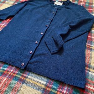 Vintage Talbott Travler Navy Blue Button Up Cardigan Granny